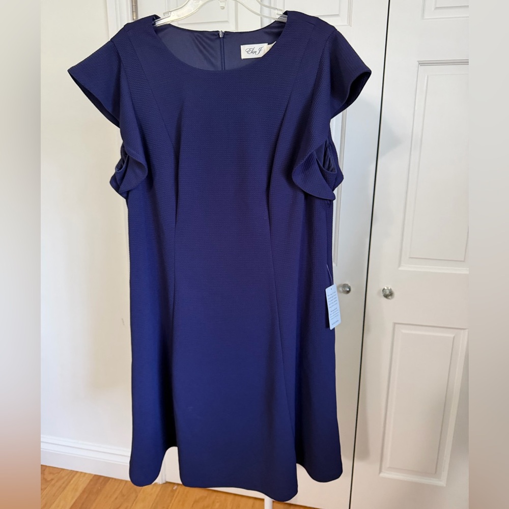 NWT Eliza J Blue Flutter Sleeve Dress Size 16W - Picture 3 of 6